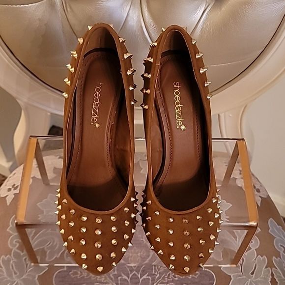 Shoedazzle Suede Spike Platform Stilettos - Picture 6 of 16